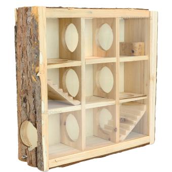 Natural Living Speeltoren van hout met meerdere kamers en trapjes