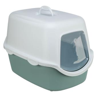 Groen/witte kattenbak Vico met gesloten klapdeur
