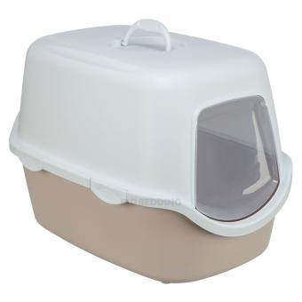 Beige kattenbak Vico met witte kap en handvat