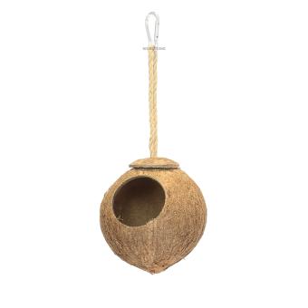 Hangende kokosnoot met touw voor knaagdieren en vogels