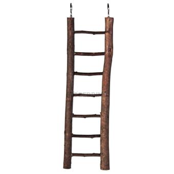 Houten ladder met 7 traptreden en ophanghaken van 30 cm