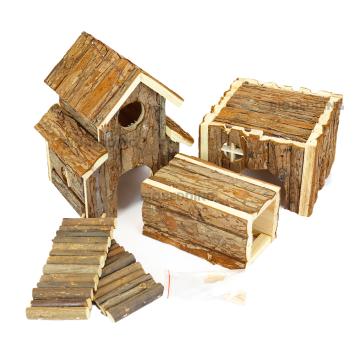 Houten knaagdier speelset met tunnels en schuilplekjes