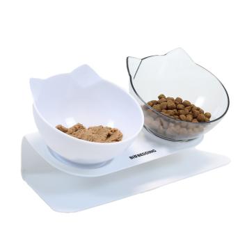 Luxe voerbak voor katten in witte standaard