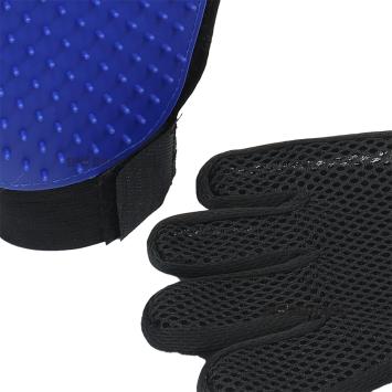 Blauwe handschoen met ergonomisch ontwerp, aantrekkelijk product voor professionele dierenverzorgers