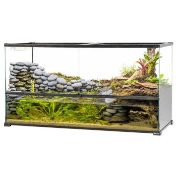 Terrarium met geïntegreerde waterafvoer en ventilatie