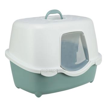 CleanCap kKattenbak met gesloten kap in groen/witte kleurstelling