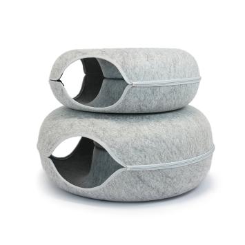 Donut Kattenmand Lichtgrijs 50 cm dubbele toegang