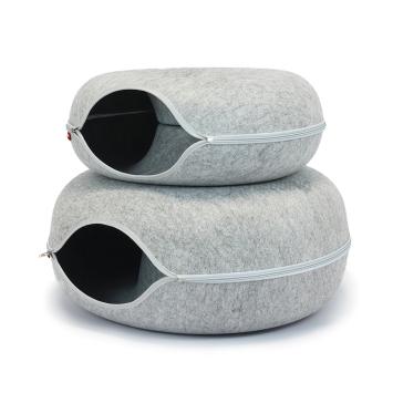 cosy donut lichtgrijs kattenmand