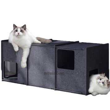Donkergrijze kattentoren van stevig vilt