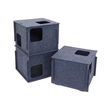 Vilt kattentoren met drie lagen als speel en slaapplek voor katten