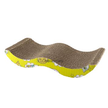 Golfvorm kattenkrabber karton met speelse zijrand