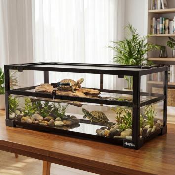 Landschildpadden terrarium met schuifruiten