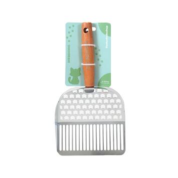 RVS kattenbakschep met houten handvat