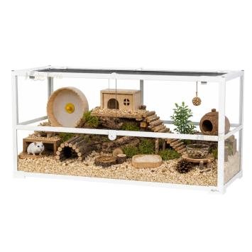 Wit hamster terrarium met schuifruiten